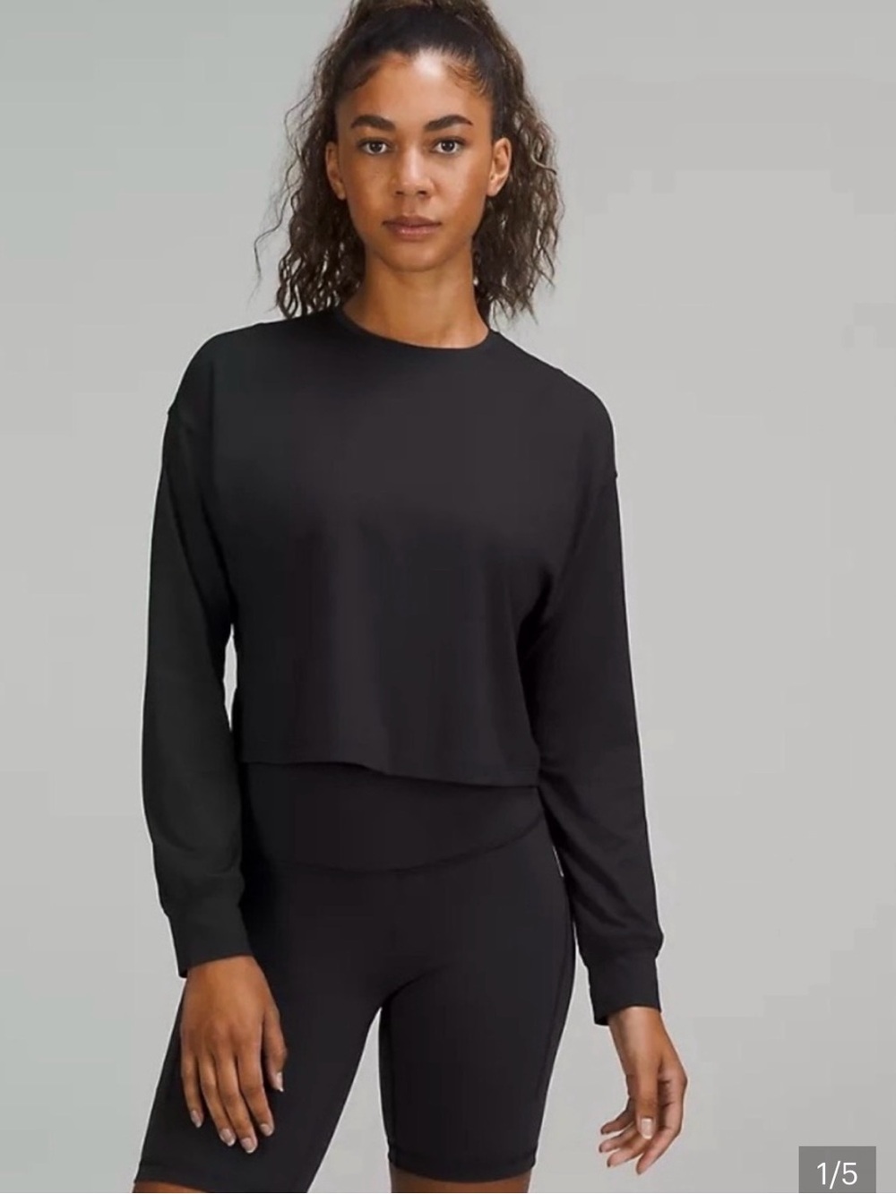 Lulu Lemon Abrasion Cropped Long-Sleeve Top
